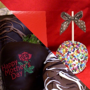 Mother's Day Apple & Strawberry Gift Set Mother's Day chocolate covered caramel apple plus Chocolate Dipped Strawberries