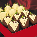 Formal Bride and Groom Chocolate Covered Strawberries and Pears