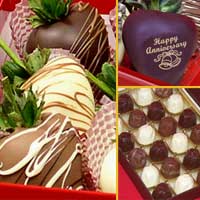 Happy Anniversary Raspberries & Hand Dipped Chocolate Covered Strawberries  Delivered
