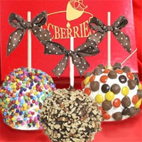 caramel apples in your selecton of chocolate types