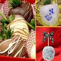 It's A Boy Llarge chocolate covered caramel apples and hand dipped Chocolate Covered Strawberries