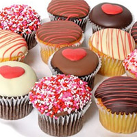 National delivery of valentines chocolate dipped cupcakes