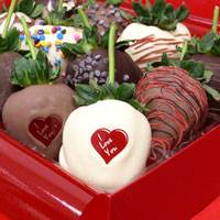 I Love You Large decorated 3 topping Chocolate Covered Strawberry Gift Box