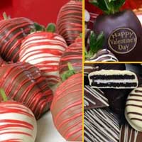 Delivered gift of fancy chocolate covered strawberries with oreos decorated for Valentines Day