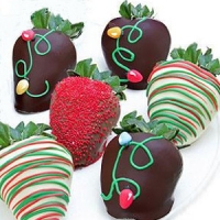 Delivered as Christmas Gifts, decorated chocolate covered strawberries