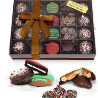 chocolate covered oreo and almond clusters gift box foir Christmas
