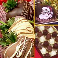 Santa Raspberries & Hand Dipped Chocolate Covered Strawberries  Delivered