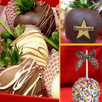 Congrats large chocolate covered caramel apples and hand dipped Chocolate Covered Strawberries
