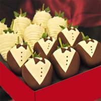 Bride and groom formal chocolate covered strawberries