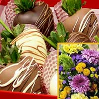 Chocolate Covered Strawberry and floral assortment delivered nationwide