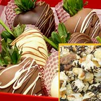 Fresh drizzled popcorn & Hand Dipped Chocolate Strawberries