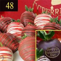 Happy Valentine's Day 4 Dozen Drizzle Chocolate Covered Strawberries delivered
