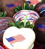 Patriotic Chocolate Covered Strawberries with US Flag