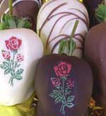 chocolate covered strawberries decorated with pictured of strawberries