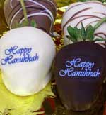 Happy Hanukkah chocolate covered strawberries decorated and delivered