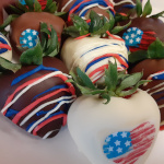 Patriotic Chocolate Covered Strawberries with Ptiotic flag heart