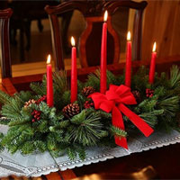 Centerpiece Christmas with 5 red Candle