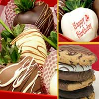 Birthday hand dipped cookies & Hand Dipped Chocolate Strawberry Gift set