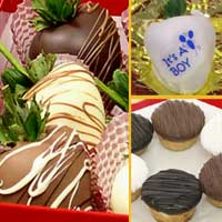 It's A Boy Decorated Cheesecakes & Hand Dipped Chocolate Strawberries Delivered