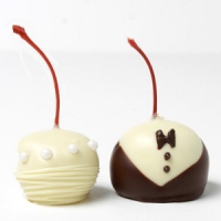 decorated bride and groom chocolate covered cherries