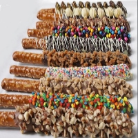 hand dipped and decorated Supreme pretzel rods