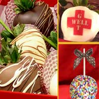 Get Well large chocolate covered caramel apples and hand dipped Chocolate Covered Strawberries