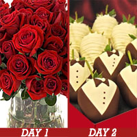 Valentine's Formal Chocolate Covered Strawberries and Roses
