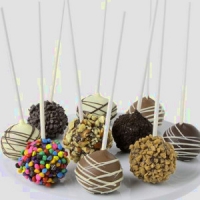 Cake pops dipped in chocolate and decorated