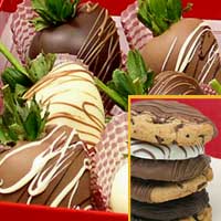 Custom dipped cookies & Hand Dipped Chocolate Strawberry Gift set