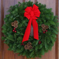 24 balsam christmas wreath with pinecones for delivery
