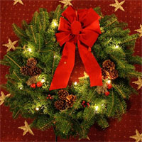 24 in  balsam christmas pre-lit wreath with pinecones for delivery